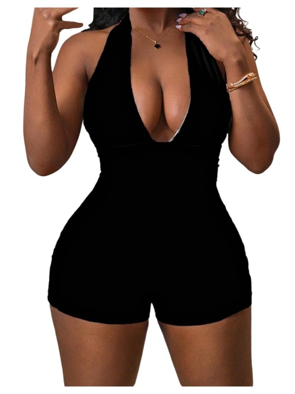 Women's Leopard Print Halter Sexy Going Out Shorts Romper